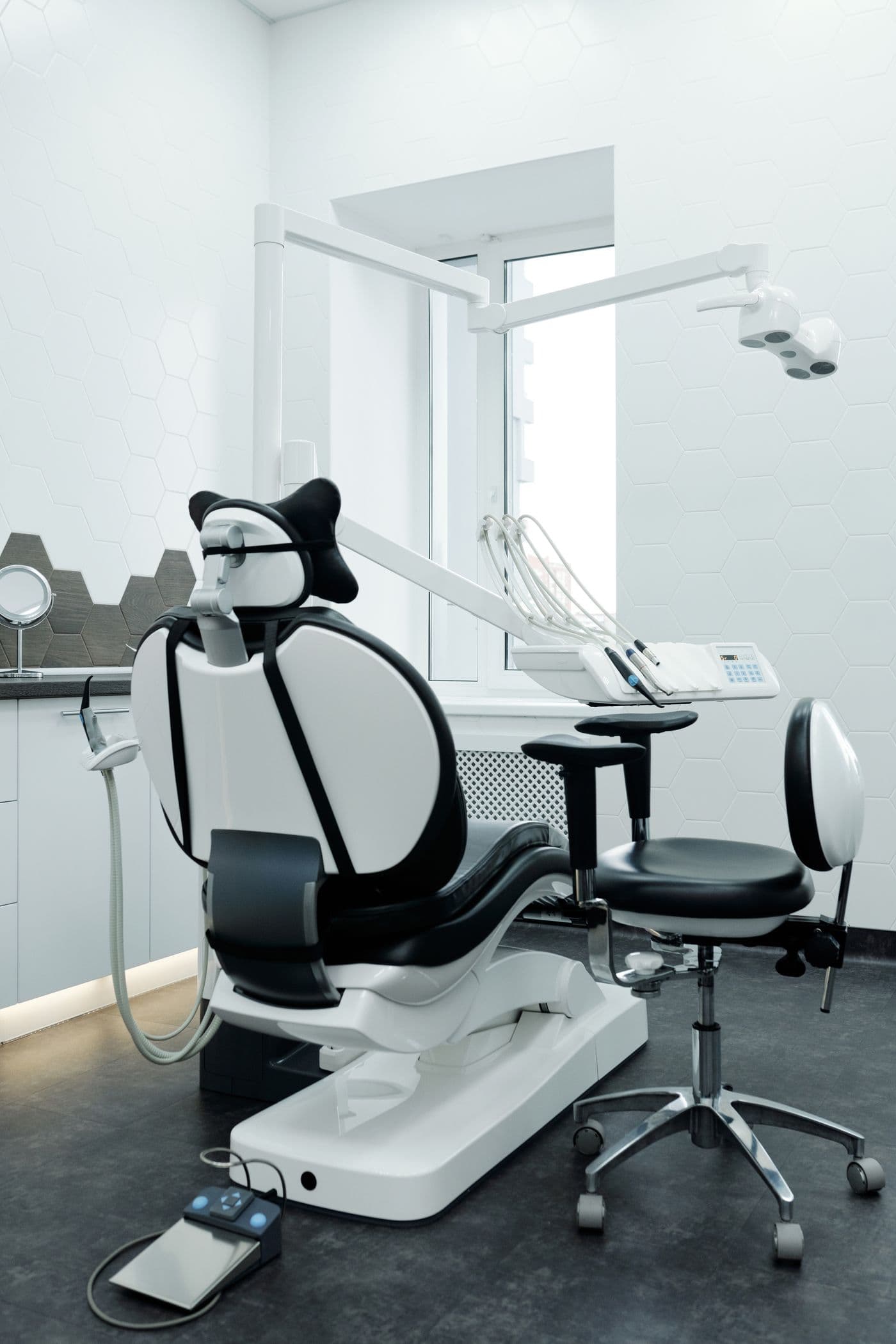 A calm, minimal treatment room at Meridian Dental